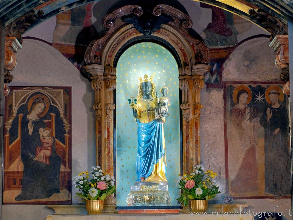 Biella, Italy - Statue of the Black Virgin in the sacellum of the Sanctuary of Oropa